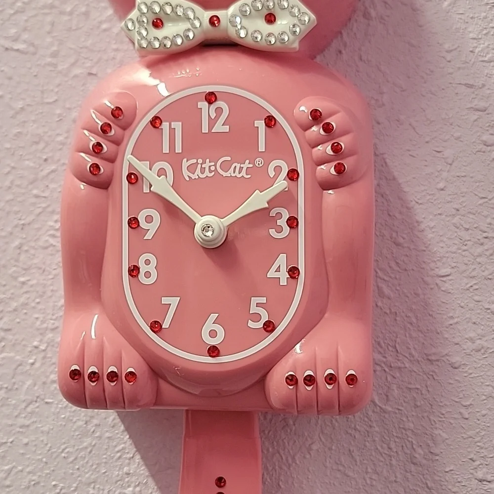 Jeweled Strawberry Ice Pink Kit-Cat Klock clock SUPER RARE - Picture 3 of 5